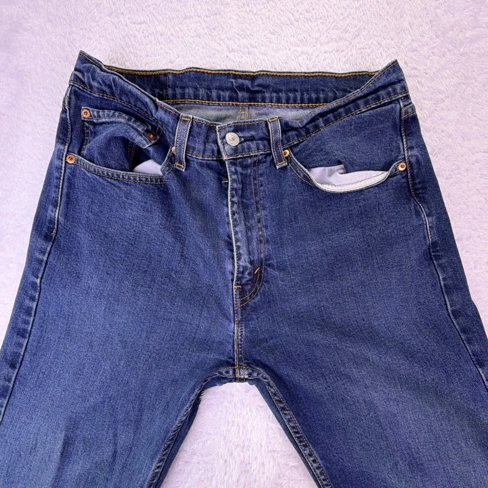 Levi's 505 Jeans Mens 32x29 (tag: 34x30) Straight Leg Dark Wash Denim Distressed